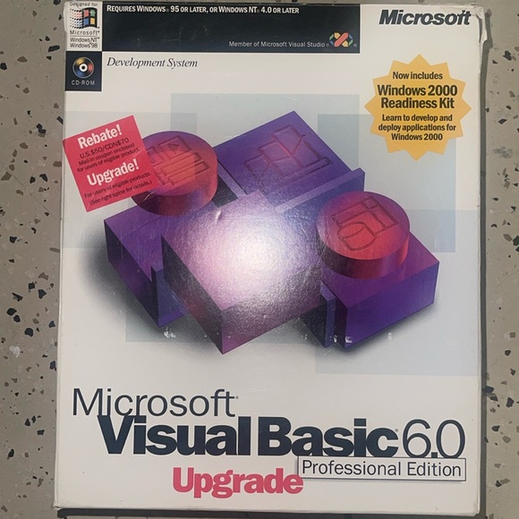 Microsoft Visual Basic 6.0 Professional Edition Upgrade for Windows 95 or Later - Picture 1 of 3